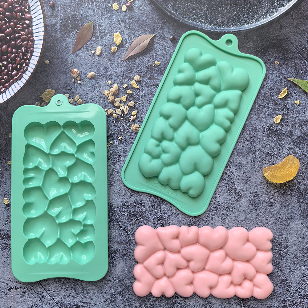 Tarta de chocolate en forma de corazón molde de silicona 3D galletas postre pasteles utensilios de cocina para hornear 581