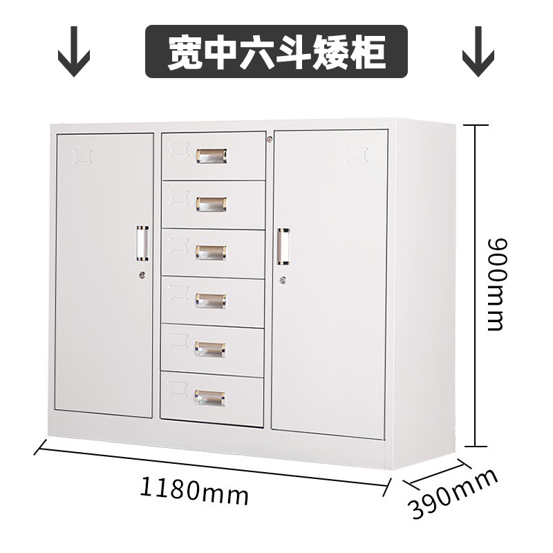 文件櫃矮櫃財務辦公室鐵皮櫃小柜子帶抽屜單節檔案櫃 二斗資料櫃