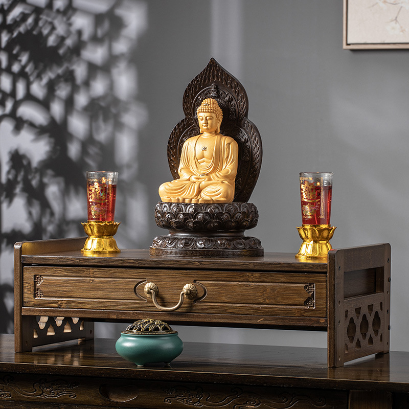 Buddha Statue Altar Base, God of Wealth Display Stand, Shrine Cabinet, Household Buddha Altar, Elevated Offering Table