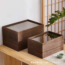 实木带盖透明茶叶茶杯收纳盒相思木储物盒首饰手办展示陈列储物盒