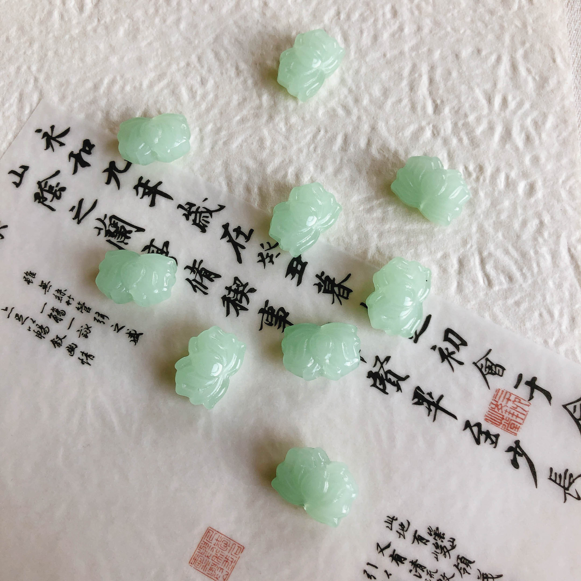 10x14mm直孔琉璃莲花吊坠挂饰diy手工古风发簪流苏制作材料批发