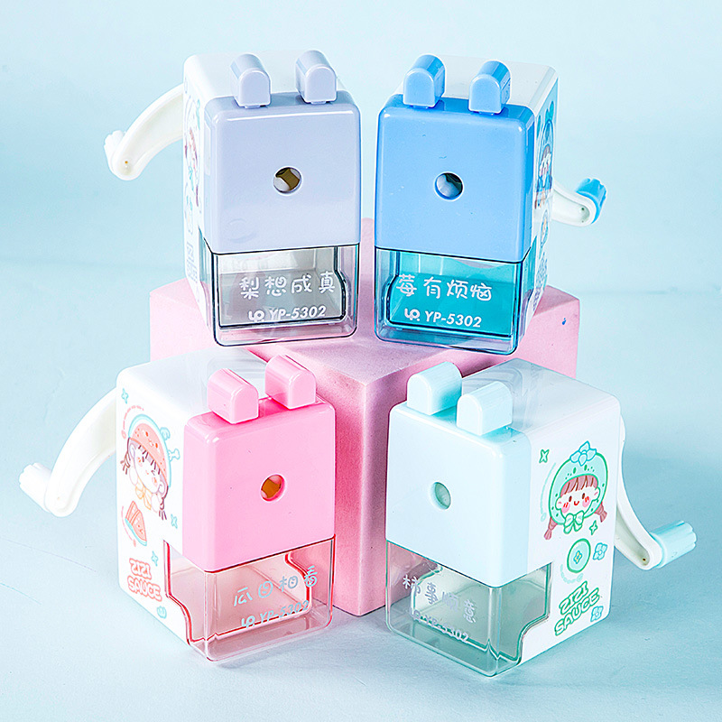 YP-5302 fruta niña Sacapuntas de lápiz de mano de los niños pluma automática alimentación sacapuntas Sacapuntas de lápiz de forma Linda