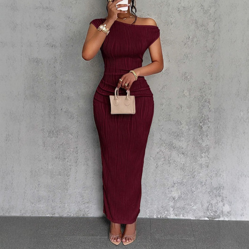 2025 Amazon Independent Station New Cross-border Cute Fashion Water Wave Shoulder Dress