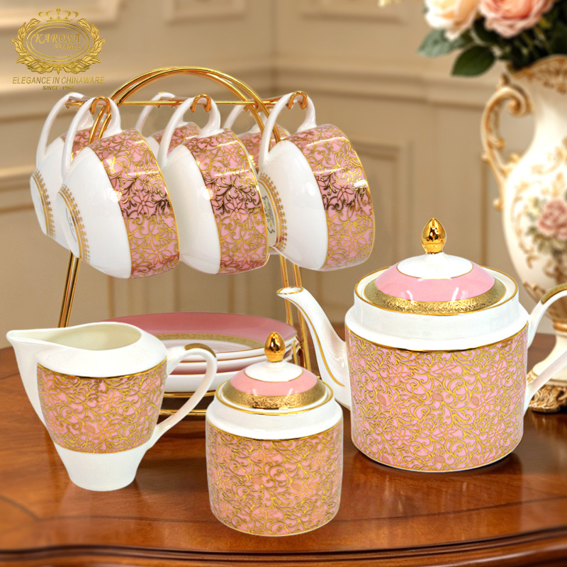 European-Style Coffee Cup and Saucer Set, Exquisite and Luxurious Pair of Cups, English Afternoon Tea Set, Home Use, Gift Box Set