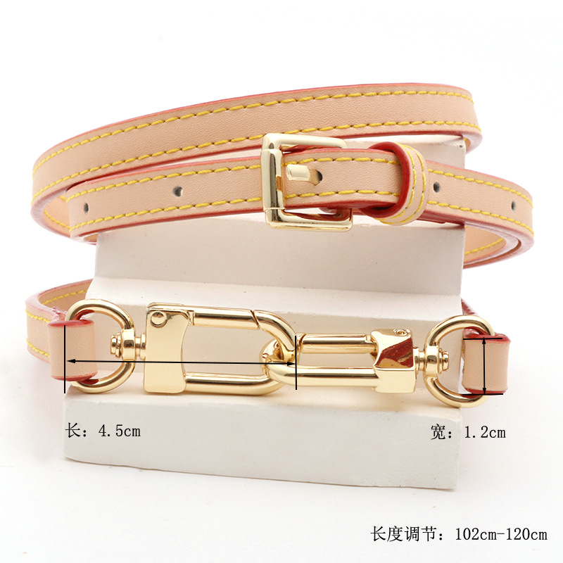 Premium cowhide white leather color 1.2cm shoulder strap gold buckle