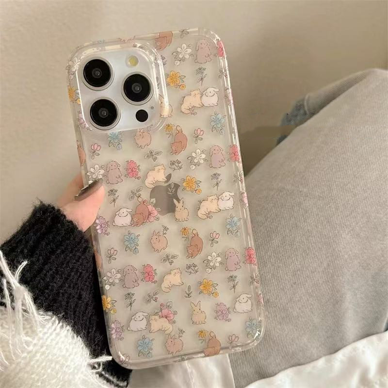 Conejo floral de pantalla completa semitransparente de una sola cáscara kk