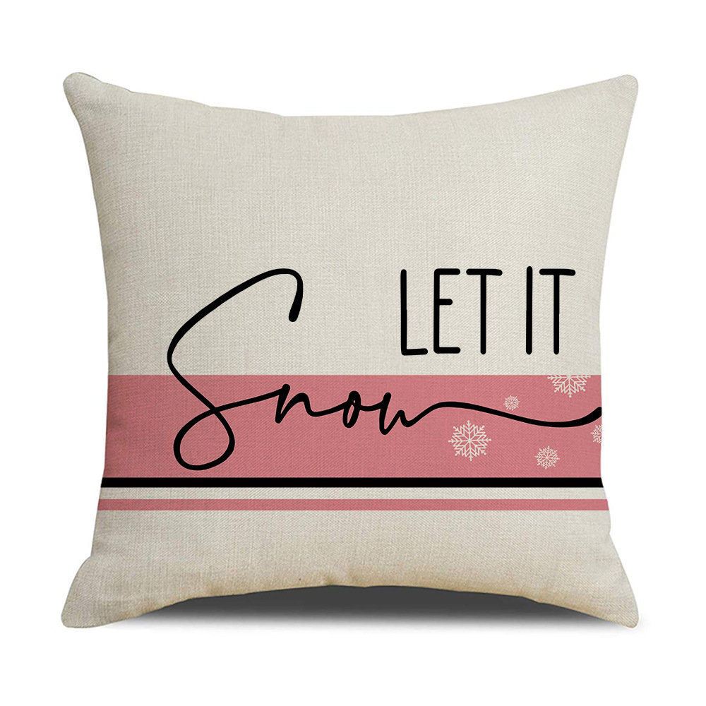 New Pink Cartoon Christmas Linen Pillow Cover Sofa Cushion Household Products Pillow Cover_voghion.com