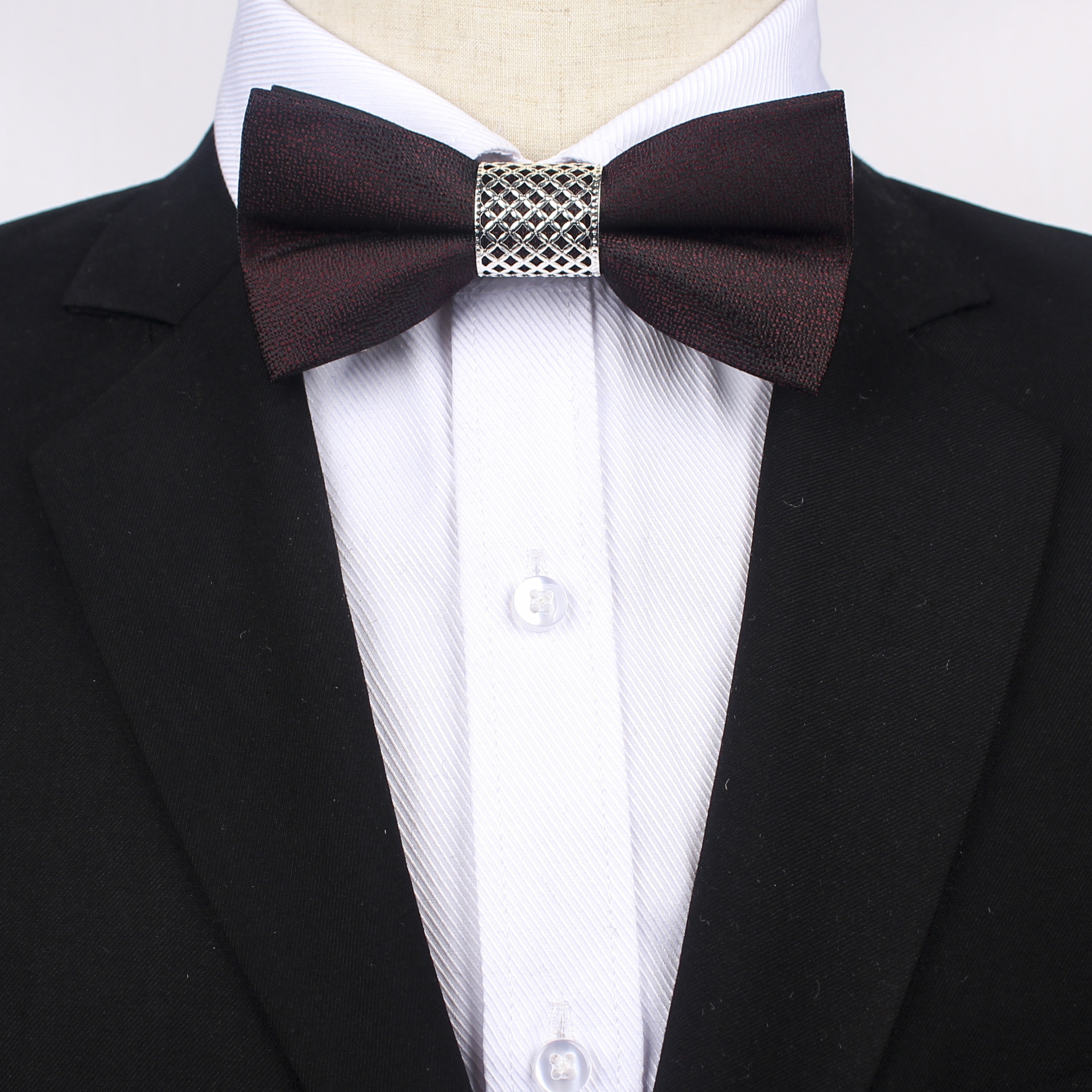 Metal bow tie with bow, suit