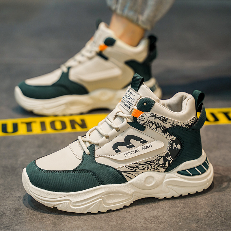 Zapatos de hombre de otoño nuevos zapatos de cuero para hombres, zapatos de deporte casuales al aire libre con suela gruesa, zapatos de moda universal.