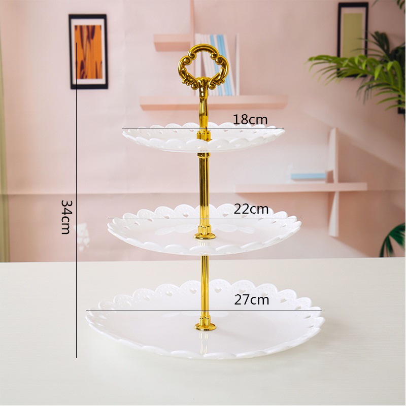 Decoración de postres de cumpleaños estante de exhibición de boda europea estante de frutas estante de pastel de plástico bandeja de bocadillos