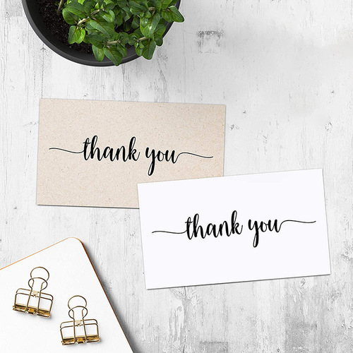 50 sheets/pack white thank you card thank you gift card simple holiday gift packaging decorative message greeting card