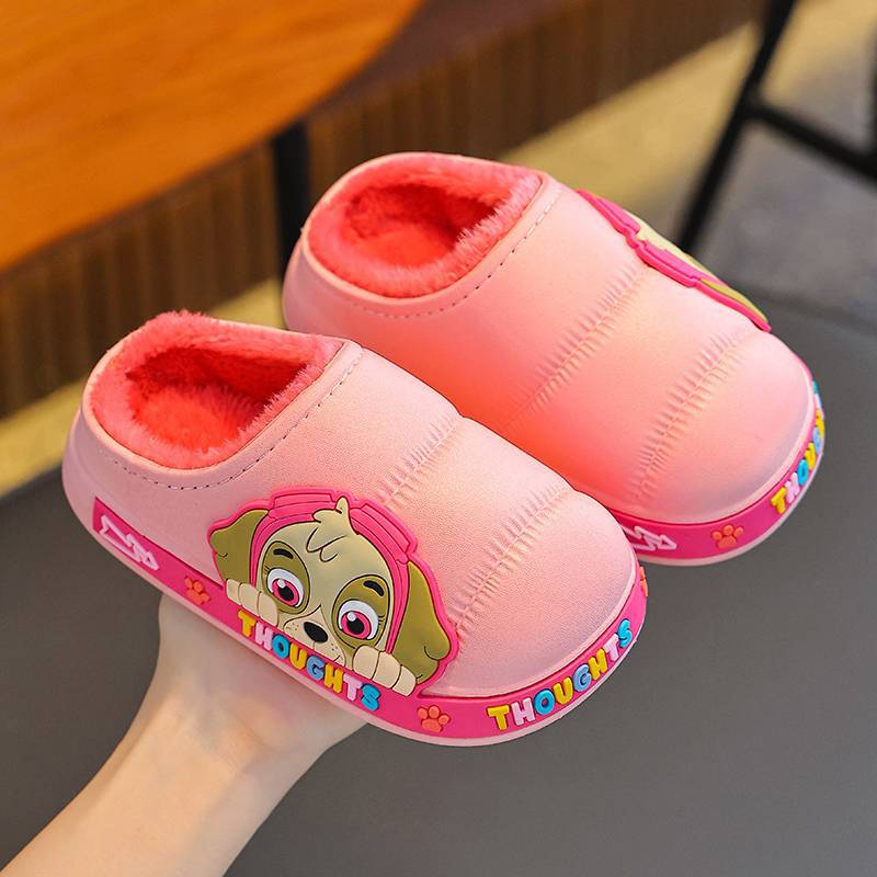 Zapatillas de algodón para niños de invierno para niños, niñas y niños, calentamiento de terciero impermeable para bebés, zapatos de talón de algodón