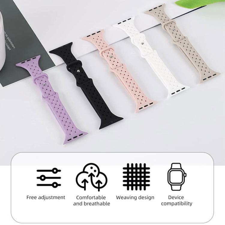 xDfind Butterfly Buckle trenzado correa estrecha de silicona para Apple Watch 42 / 44 / 45 / 46 / 49mm / Ap