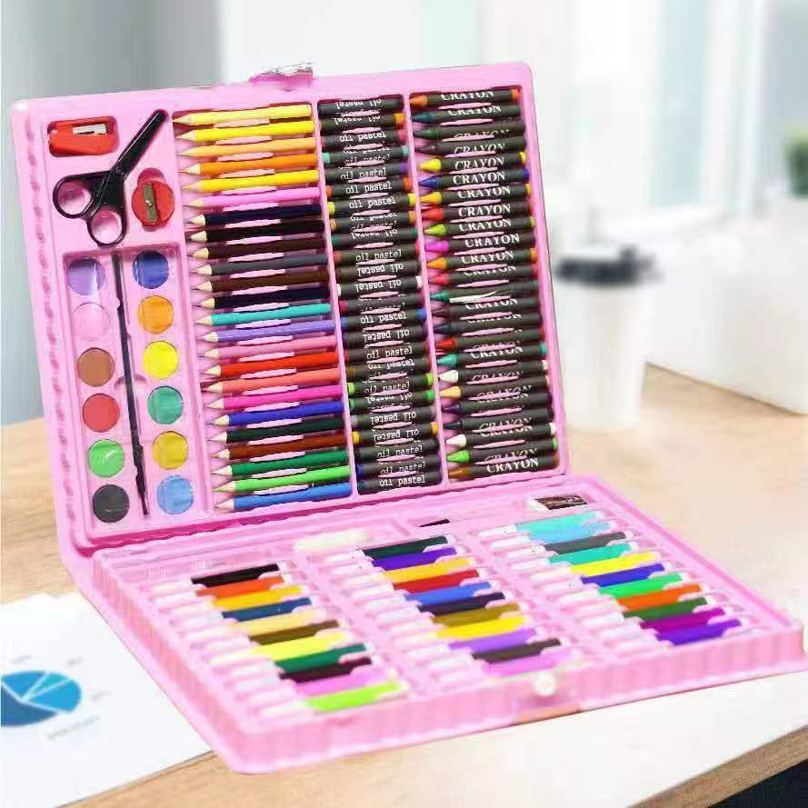 Caja de regalo de 150 piezas de pincel infantil, acuarela de arte para estudiantes de escuela primaria, lujo