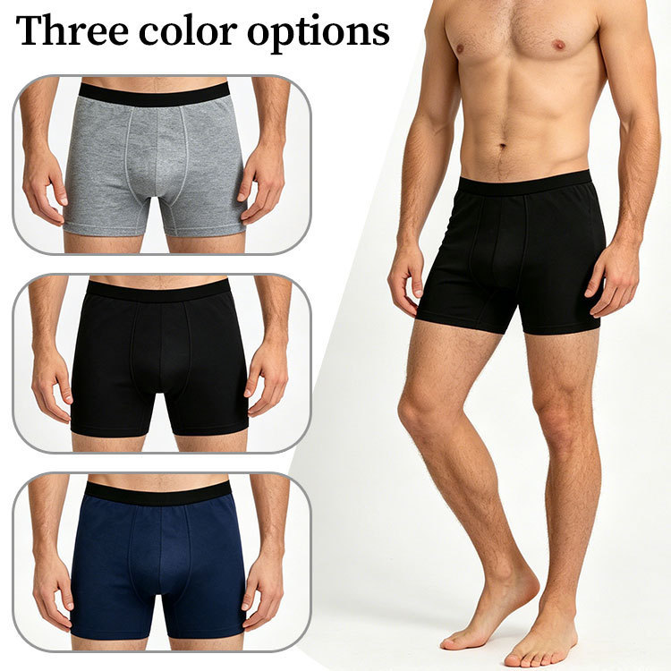 Men's Incontinence Leak-Proof Tight-Fitting Cotton Crotch Washable Urine Barrier Boxer Briefs High Elasticity Breathable European and American Style
