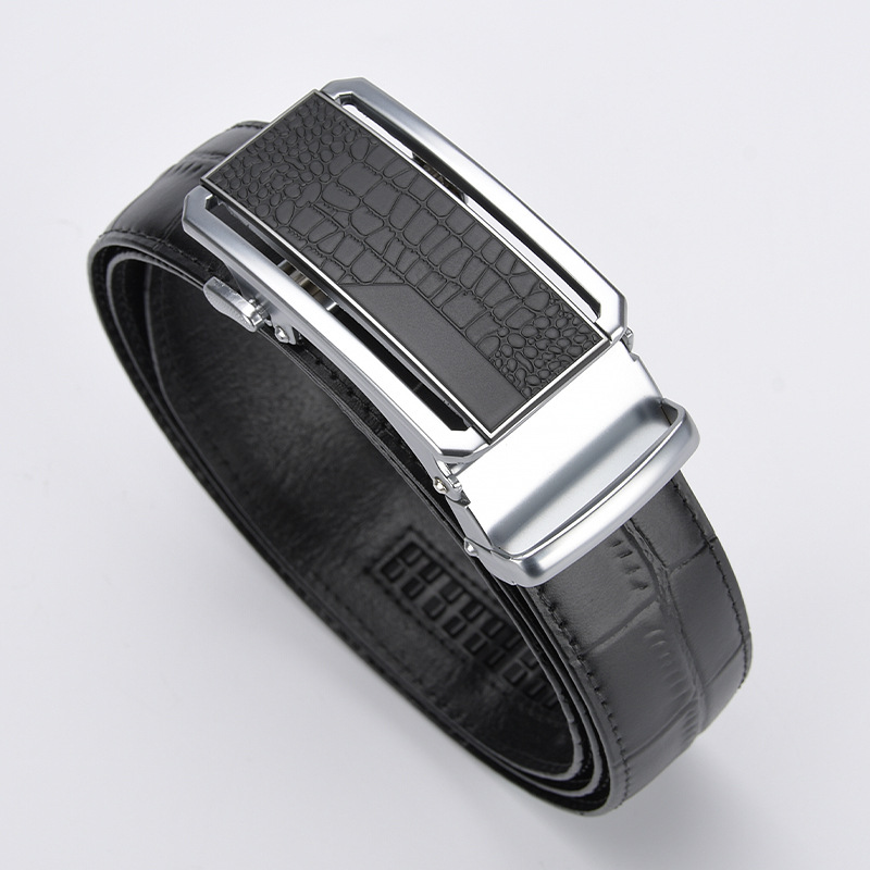 Leather belt, trousers, crocodile print, genuine leather, men's style