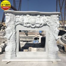 大理石壁炉欧式美式石头人物石雕室内装饰背景墙石材天使壁炉架