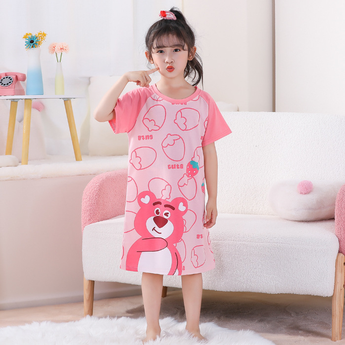 Pijamas infantiles niñas de manga corta verano delgado dibujos animados yu Gui perros niñas de niños mayores set de ropa de bebé