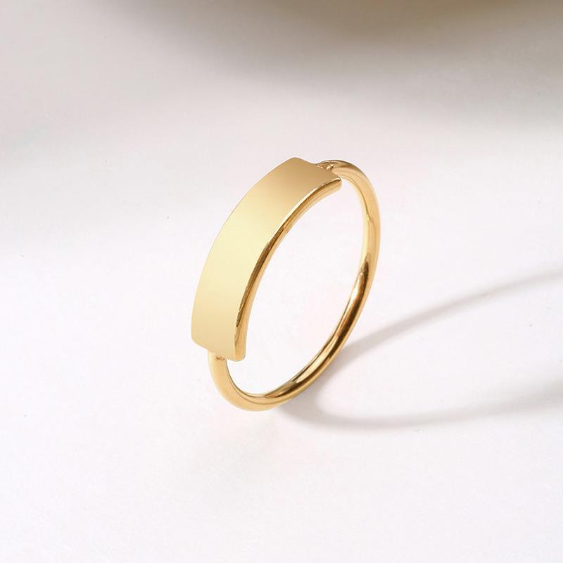 glossy geometric golden ring stainless steel