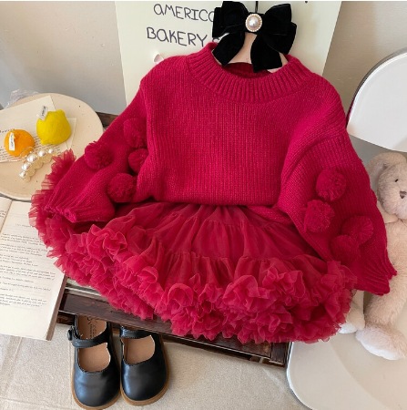 Girl'S Gender Elegant Princess Solid Color Cotton Girls Clothing Sets