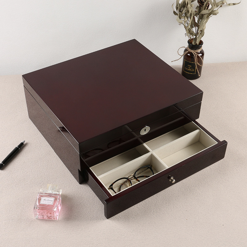 Wooden Glasses Case Multi-compartment Sunglasses Storage Box Glasses Display Box Jewelry Storage Box Flip Storage Box