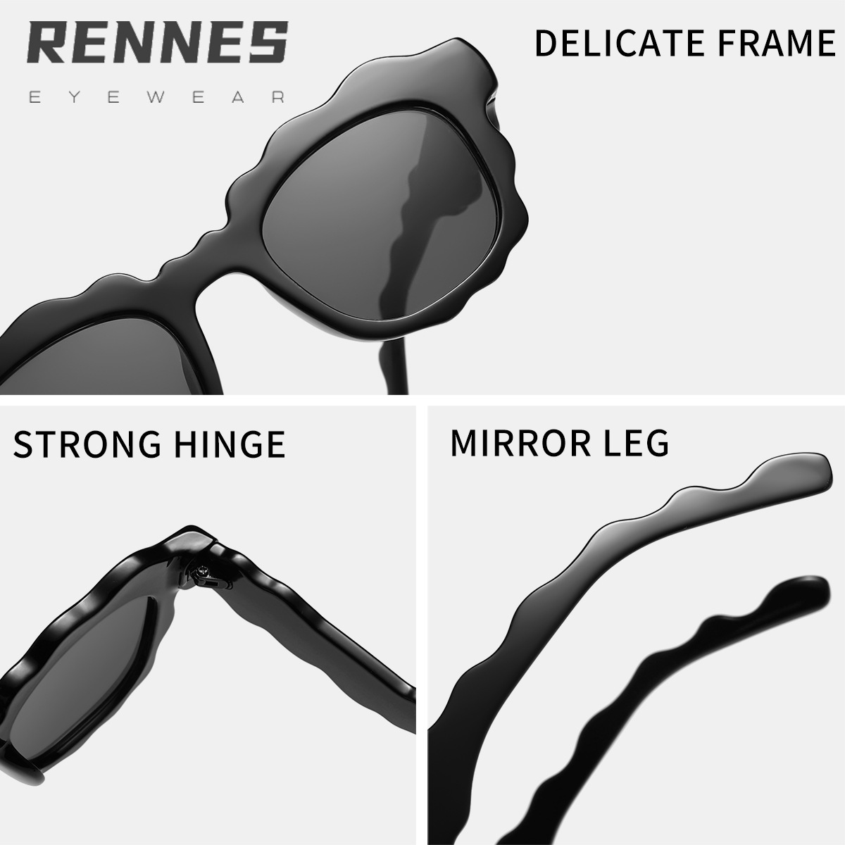 Transfronterizo nuevo personalizado flor ola borde gafas de sol pequeño marco cuadrado moda desgaste esencial gafas de sol