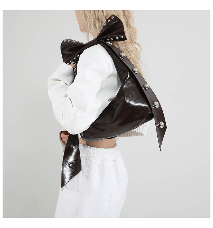 302g Weight Polyester Lining Material Zipper Closure Type Single Shoulder Strap Strap Type Shoulder Bag Bags Type Casual, Daily, Shopping Occasion Pu Leather Material Solid Color, Bow Knot Pattern All Seasons Season Women's Gender Streetwear Style Dumpling Shape Shape Women's Pu Leather Solid Color Bow Knot Streetwear Dumpling Shape Zipper Shoulder Bag 17