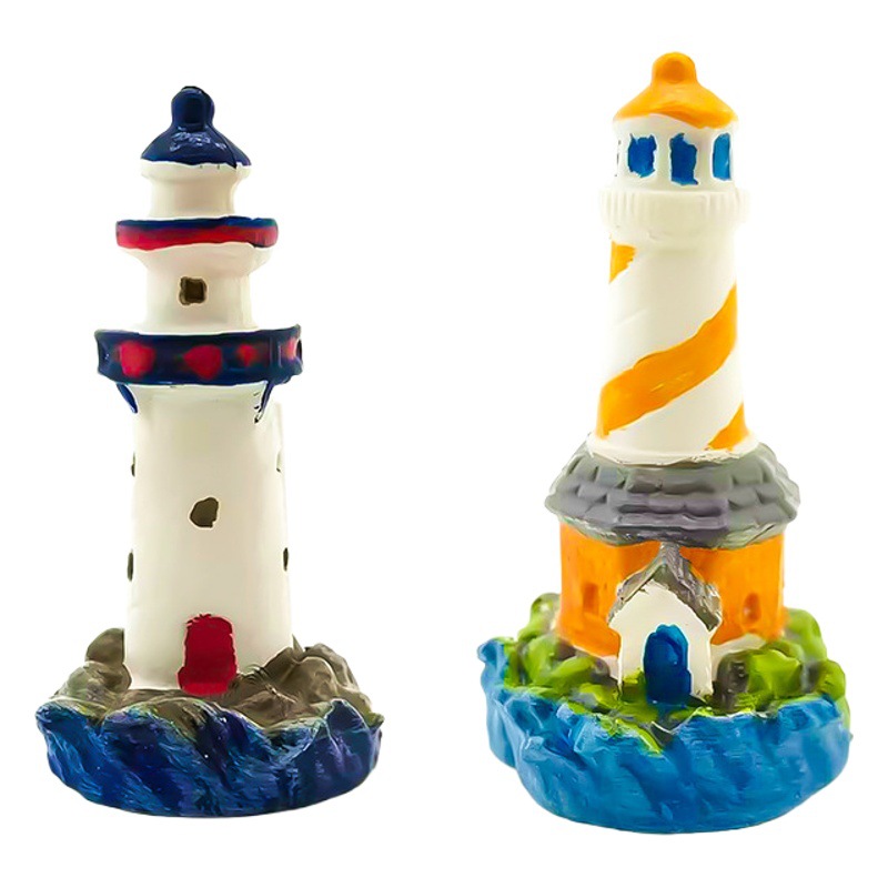 Guía de PVC faro paisaje decoración micro estilo mediterráneo pecera Marina pequeña escena artesanía creativa