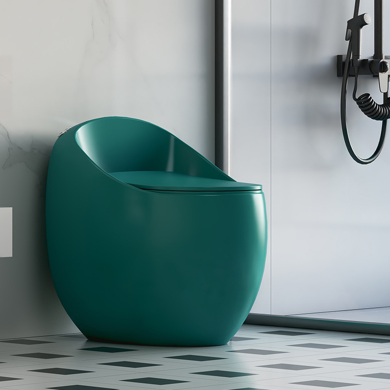 Venta al por mayor inodoro de cerámica creativo simple inodoro en forma de huevo pequeño apartamento sifón mudo hogar integrado baño inodoro