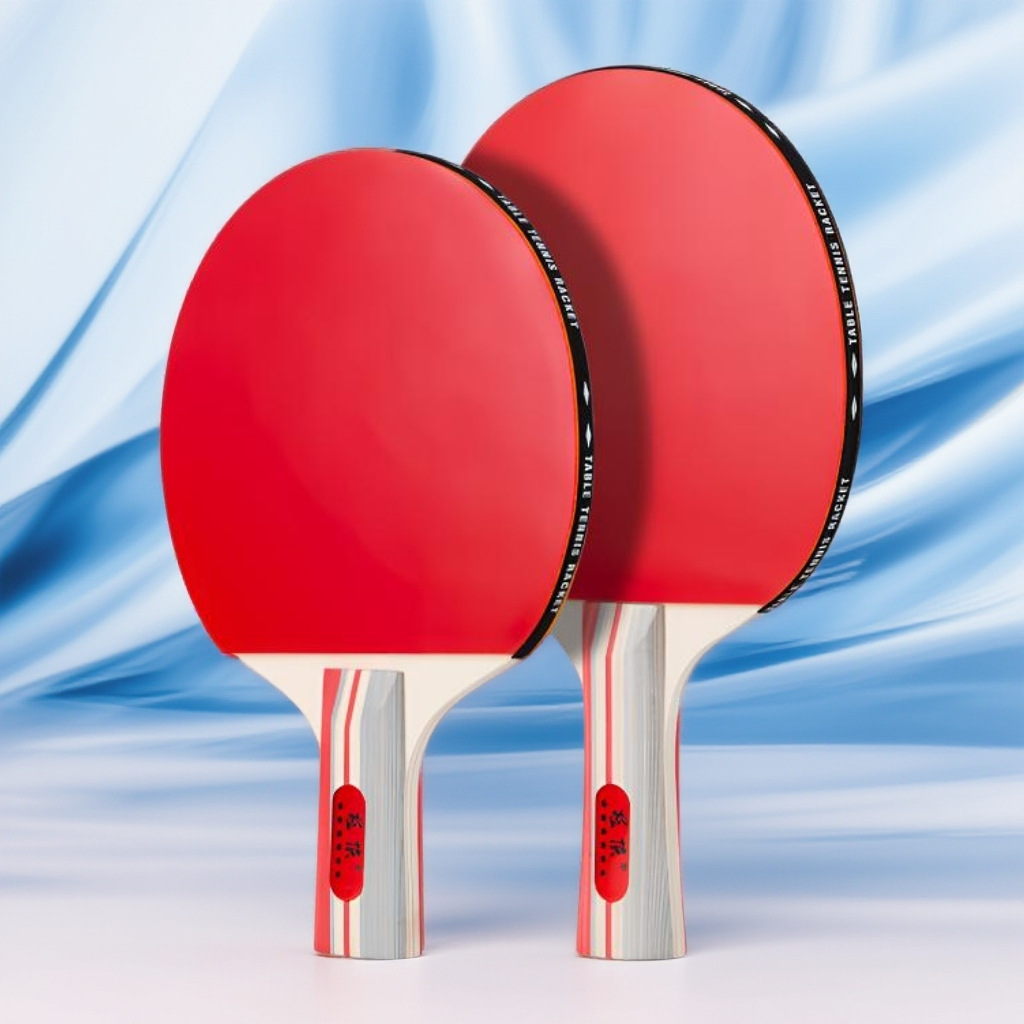 Table Tennis Racket Set of Double Racket for Adults, Primary and Secondary School Students, Children's Training Competition, Beginners, Horizontal Racket, Straight Racket Wholesale