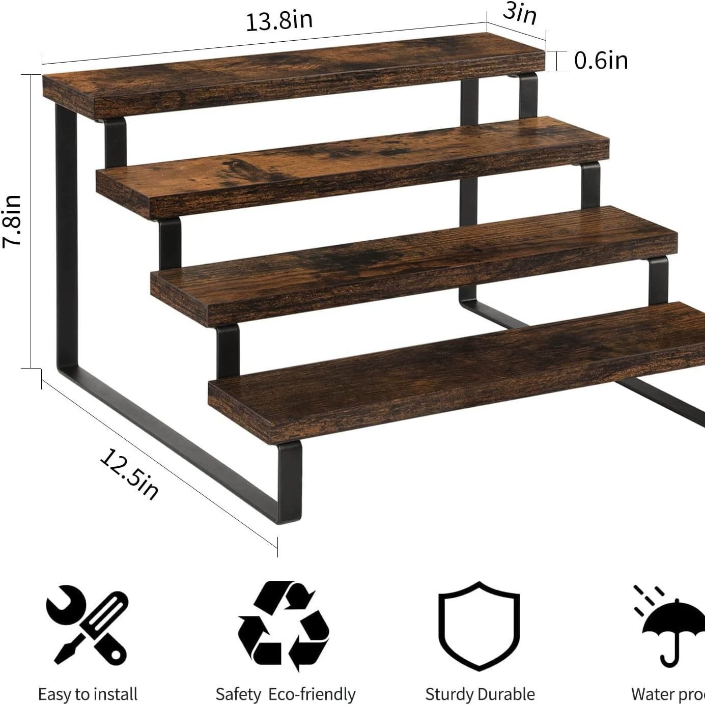 Solid wood storage rack iron and wood combined multi-layer storage rack sundry storage rack study decorative ornaments storage rack