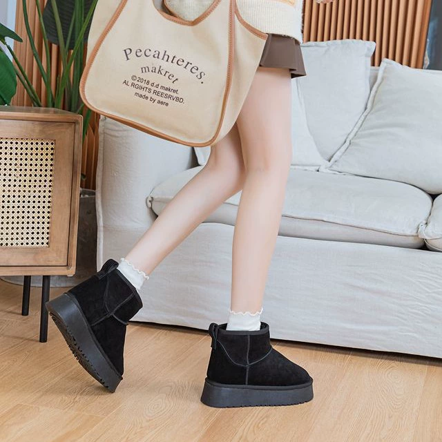 Winter keep warm high boots platform, shoes, genuine leather