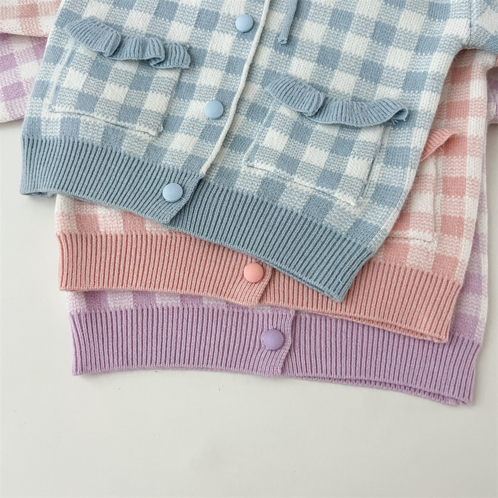 2024 Ediție coreeană nouă, guler toamnă/iarnă, pulover pentru fete, pantaloni scurți, stil la modă, carouri_voghion.com