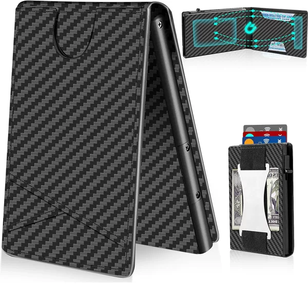 Rfid Anti-Theft Carbon Fiber Automatic Card-Issuing Men's Genuine Leather Wallet Slim Wallet Cross-Border Wholesale in Stock