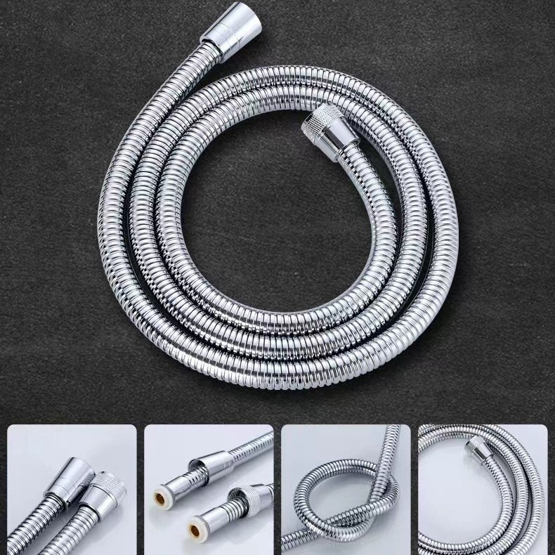 ステンレス鋼バスパイプ 1.5- 2m シャワーホースシャワー高圧パイプ銅キャップステンレス鋼電気メッキダブルバックルホース|undefined