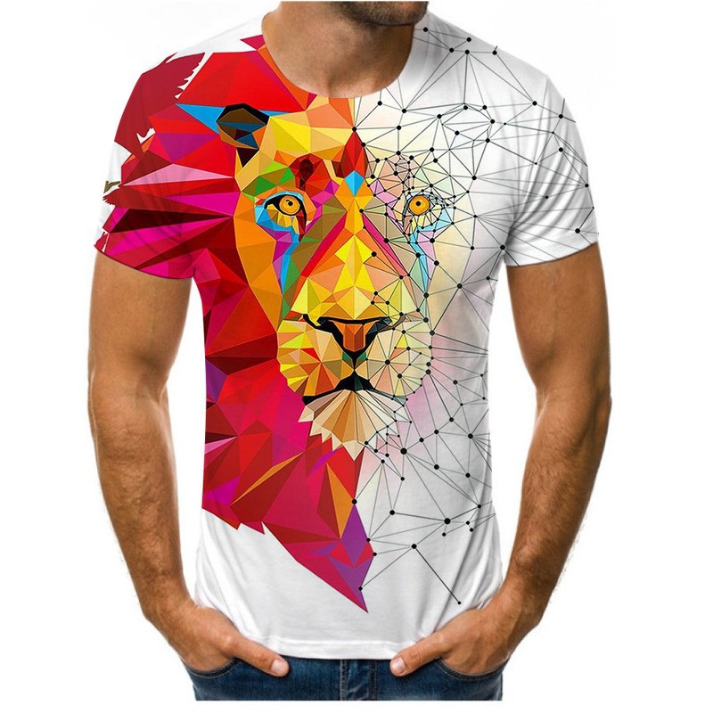 Venta caliente Forest Beast 3D impresión digital hombre calle salvaje hombro recto jersey transpirable suelta camiseta de manga corta