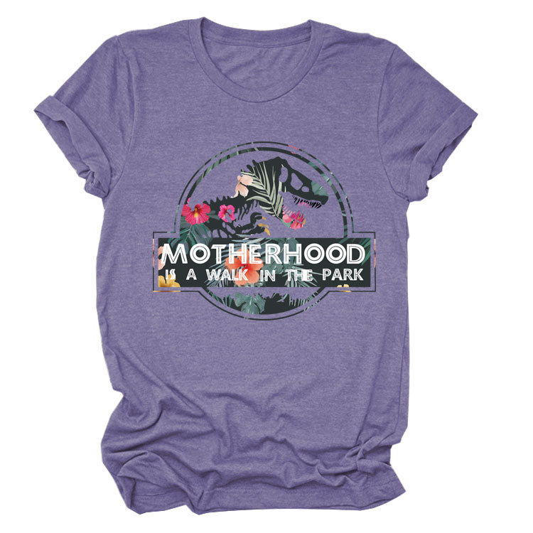 La maternidad es un paseo por el parque Amazon más tamaño cuello redondo Carta europea y americana camisa de manga corta