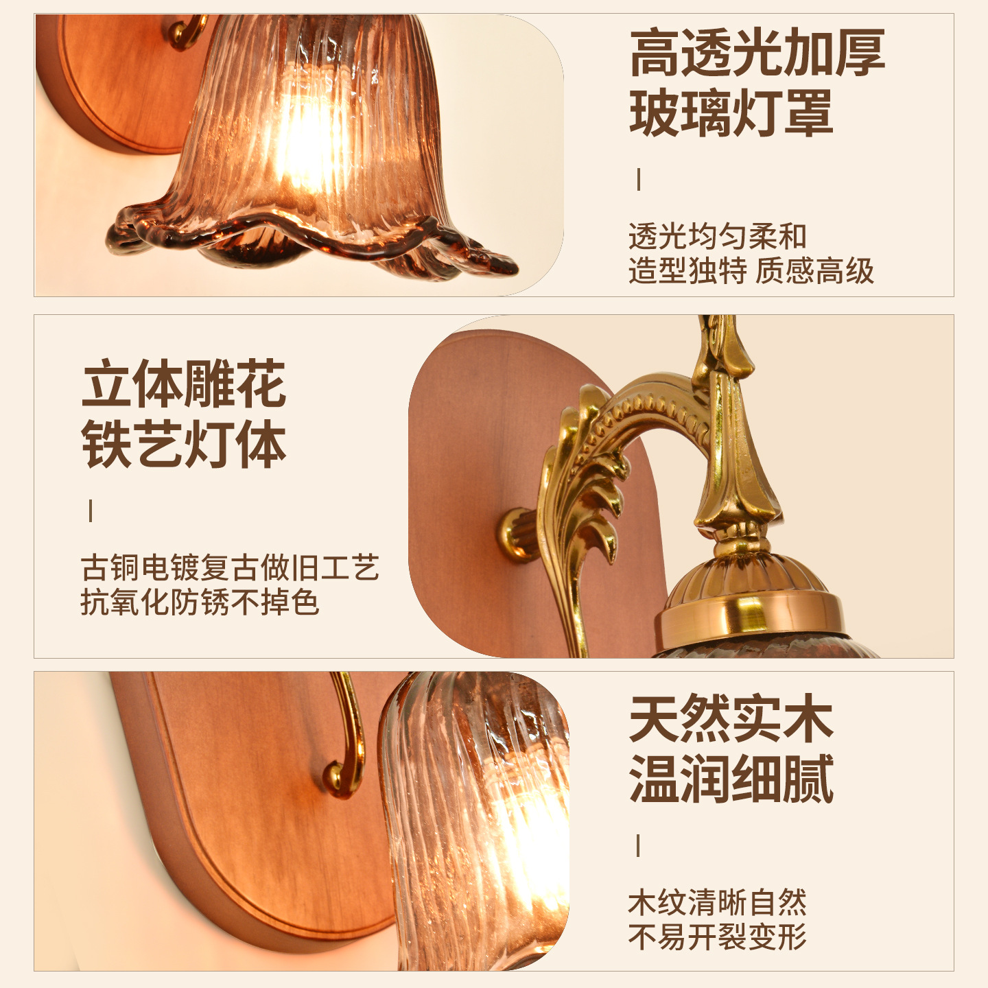 lámpara de pared de cabecera del dormitorio estilo antiguo francés retro lámpara decorativa sala de estar pasillo de fondo lámpara de pared L271