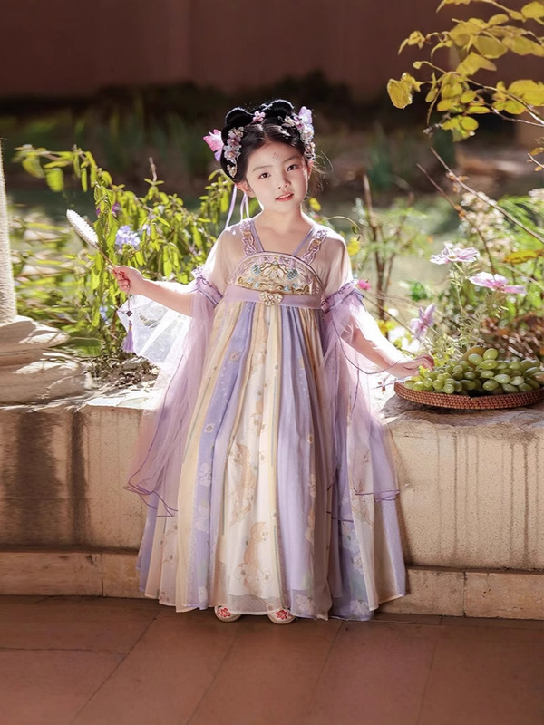 漢服女の子古代中国風ドレス 2025 新しい子供の古代唐装プリンセスドレス女の子スカート夏|undefined