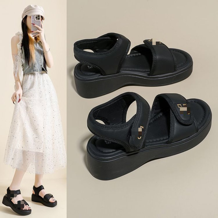 Francia con falda velcro sandalias para mujeres 2026 verano versátil suela suave no se cansa pies antideslizantes sandalias deportivas