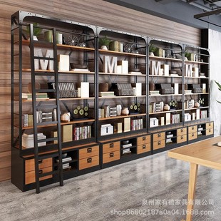 American Style Solid Wood Floor Storage Rack Creative Office File Locker Vintage Log Book Display Bookcase