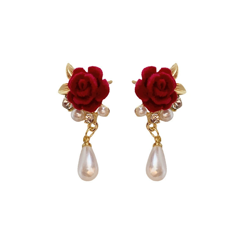 Серебряная игла, модные универсальные серьги из жемчуга, французский стиль, цветочный, стиль легкой роскоши, высокое качество продукции