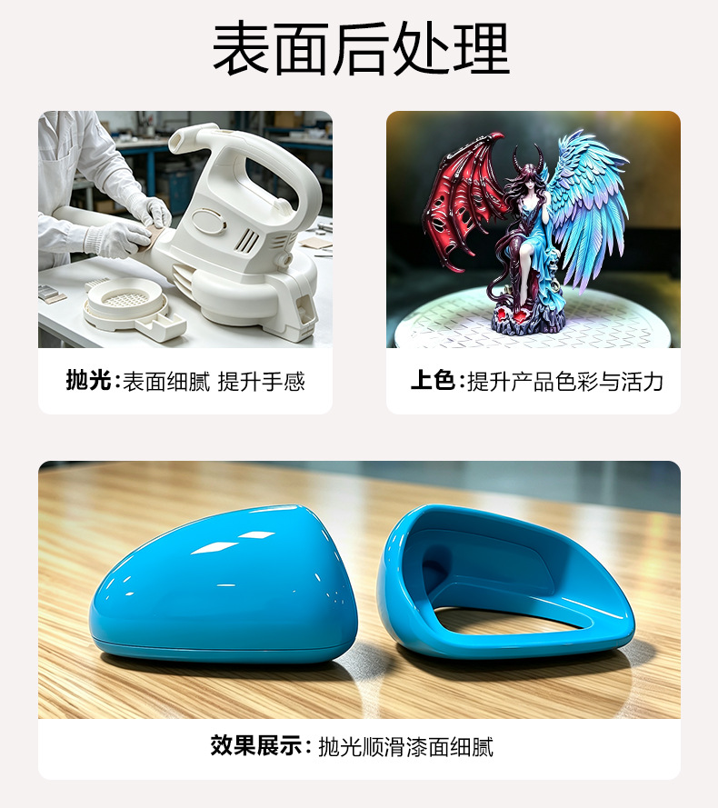 Nylon 3D printing prototype model factory, custom services, light-curing process, resin, silicone molds, and life-size figurines