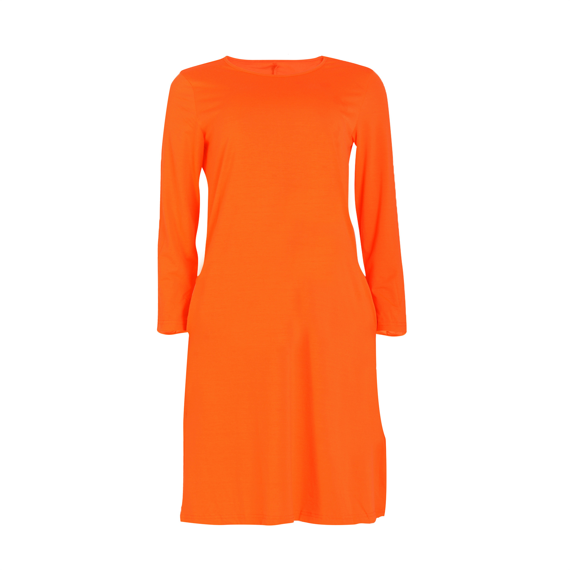 Women Clothing Dress Long Sleeve T-shirt Mid Solid Color Basic Summer Autumn