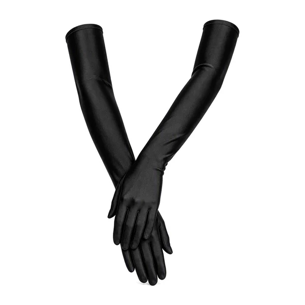 Long black dance party sun protection gloves for women, breathable, available in black, red, and white, fashionable, and made of highly elastic spandex