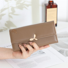 钱包女士2025新款爆款大容量女士长款钱包小清新叶子卡包手拿包女