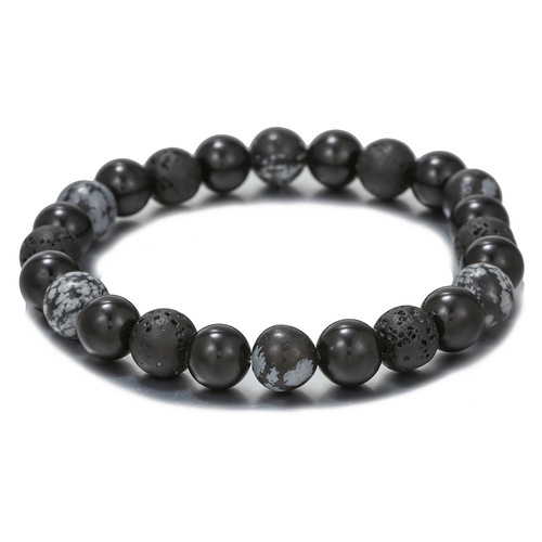 Handmade natural volcanic stone alabaster bead bracelet for men retro 10/8mm elastic bead couple bracelet