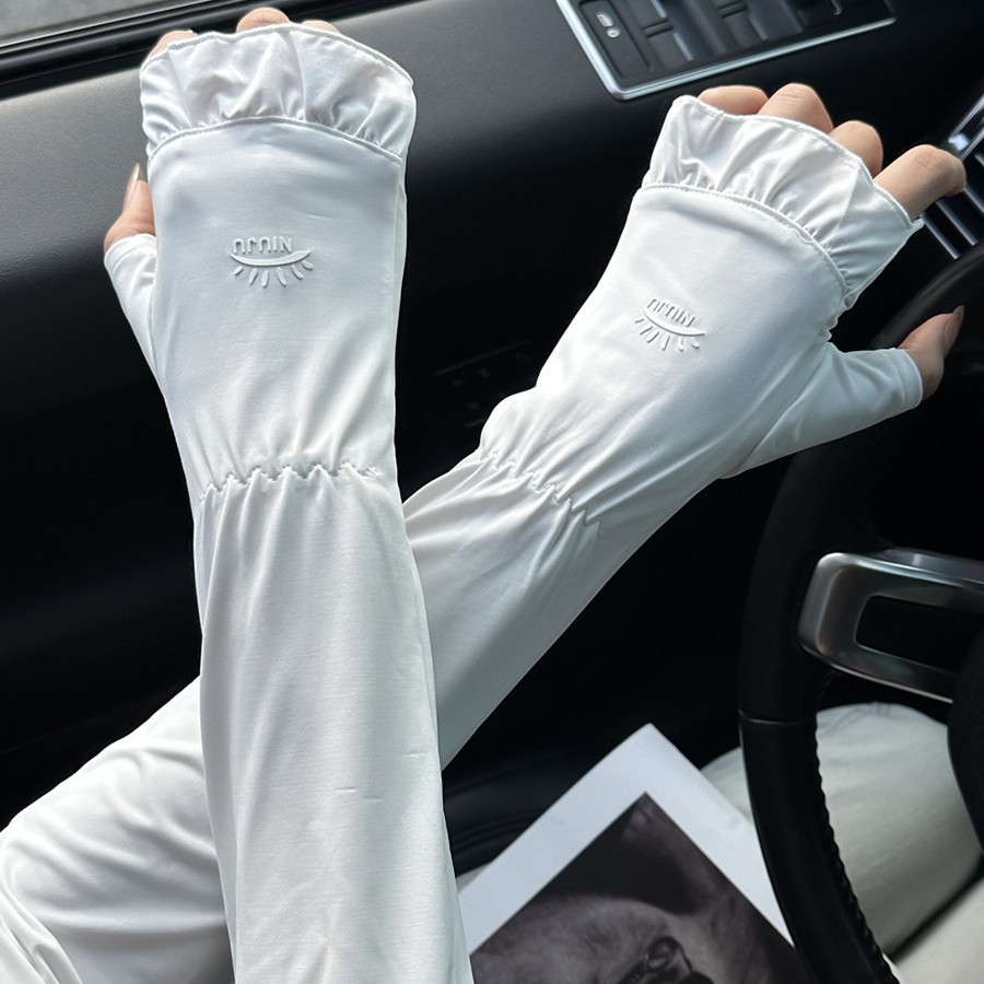 2026 New Style Sweet Lace Ice Silk Sun Protection Sleeves for Women Outdoor Cycling and Driving Uv Protection Arm Ice Sleeves