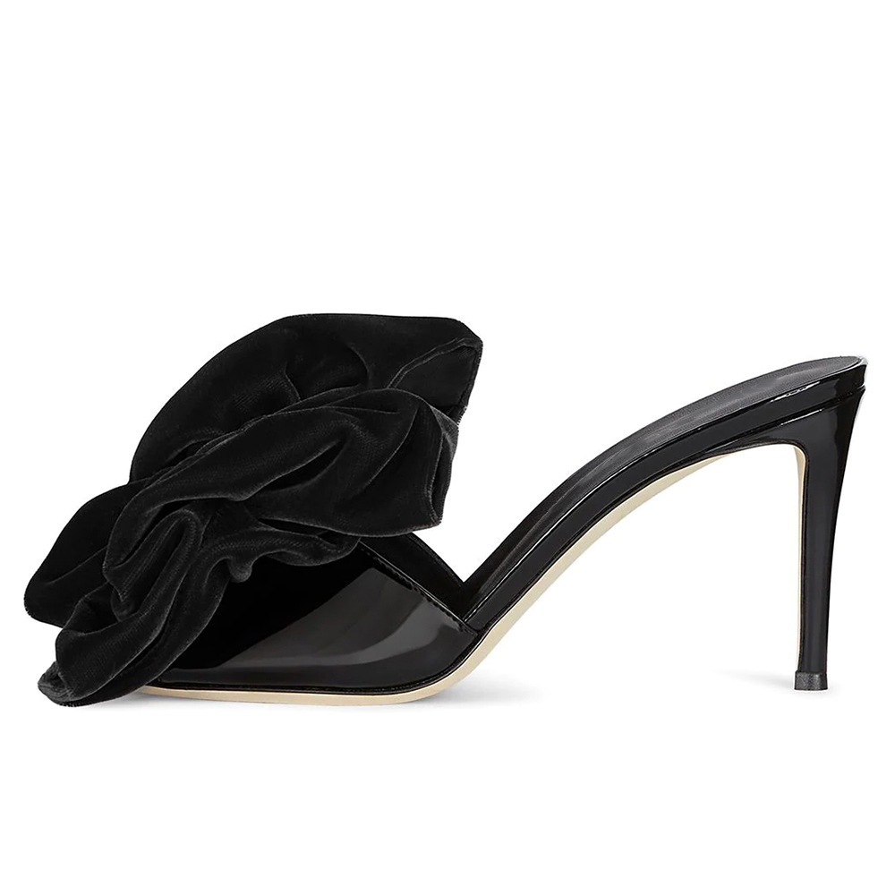 fashionable swan made of patent leather heels