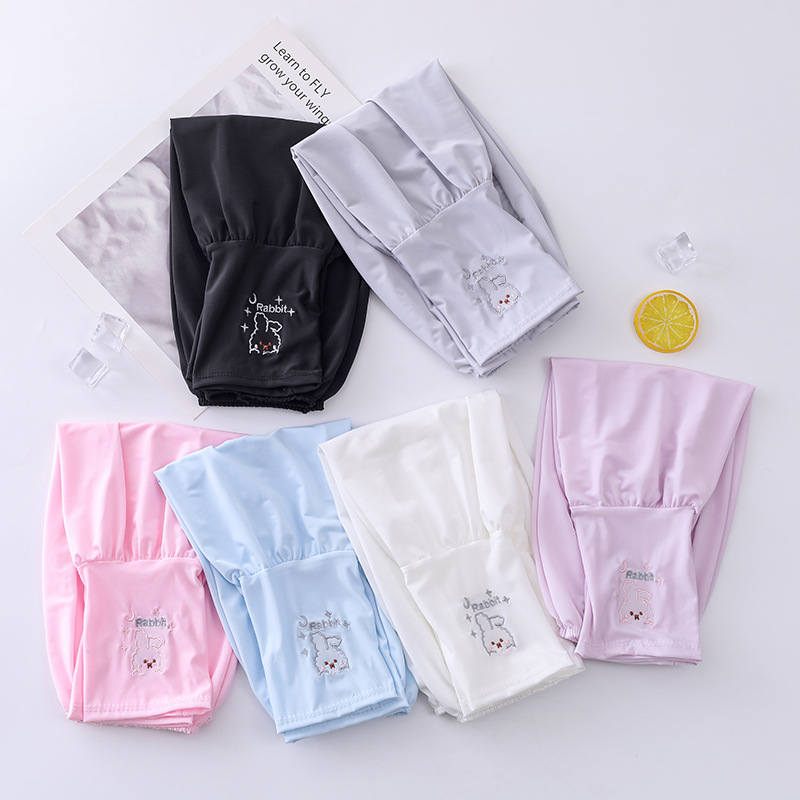 夏季冰絲防曬袖套燈籠袖套寬鬆開車紫外線袖子護臂手套兔子冰袖